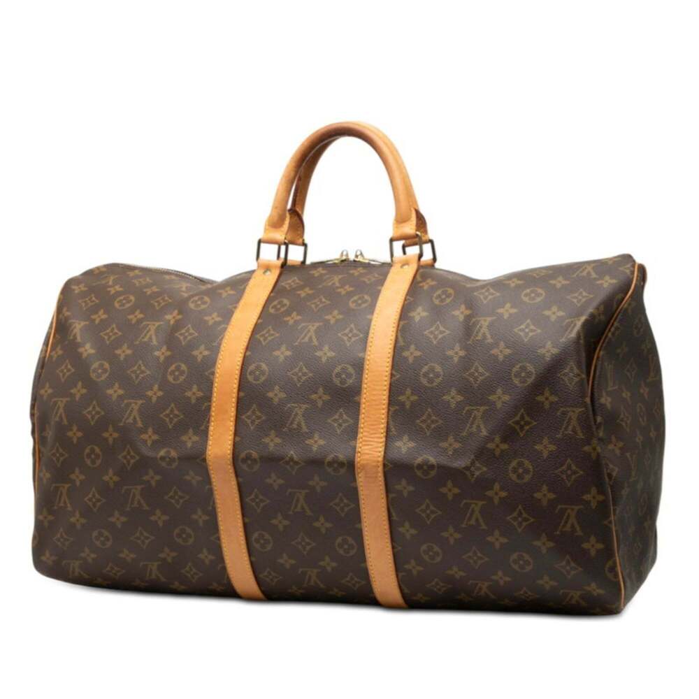 LOUIS VUITTON Brown Monogram Leather Keepall 55 Boston Bag - Picture 2 of 8